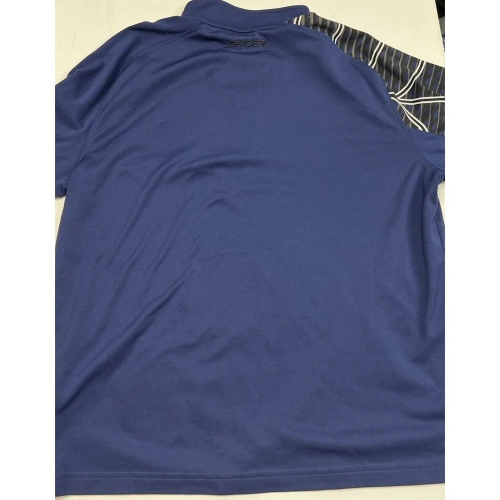 Spyder Men's M 1/4 Zip Pullover Base Layer Shirt‎ Spider Web Design Blue Ski